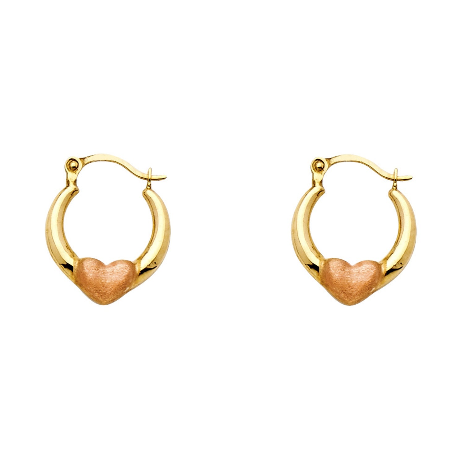 14K 2C HEART HOOP EARRING
