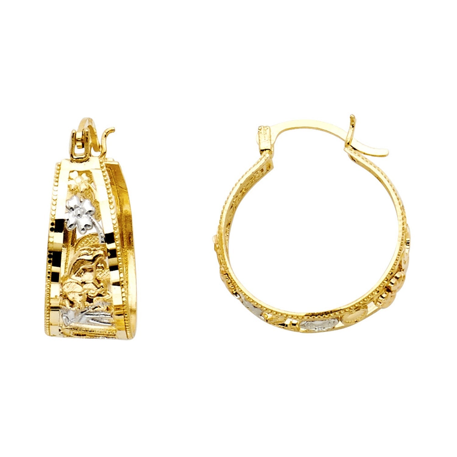 14K 2T LUCKY HOOP EARRING