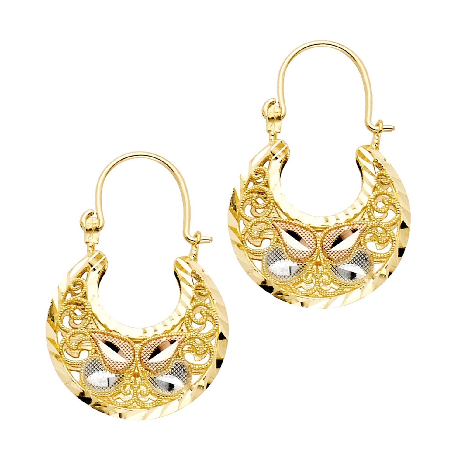 14K 3C FLOWER BASKET EARRING