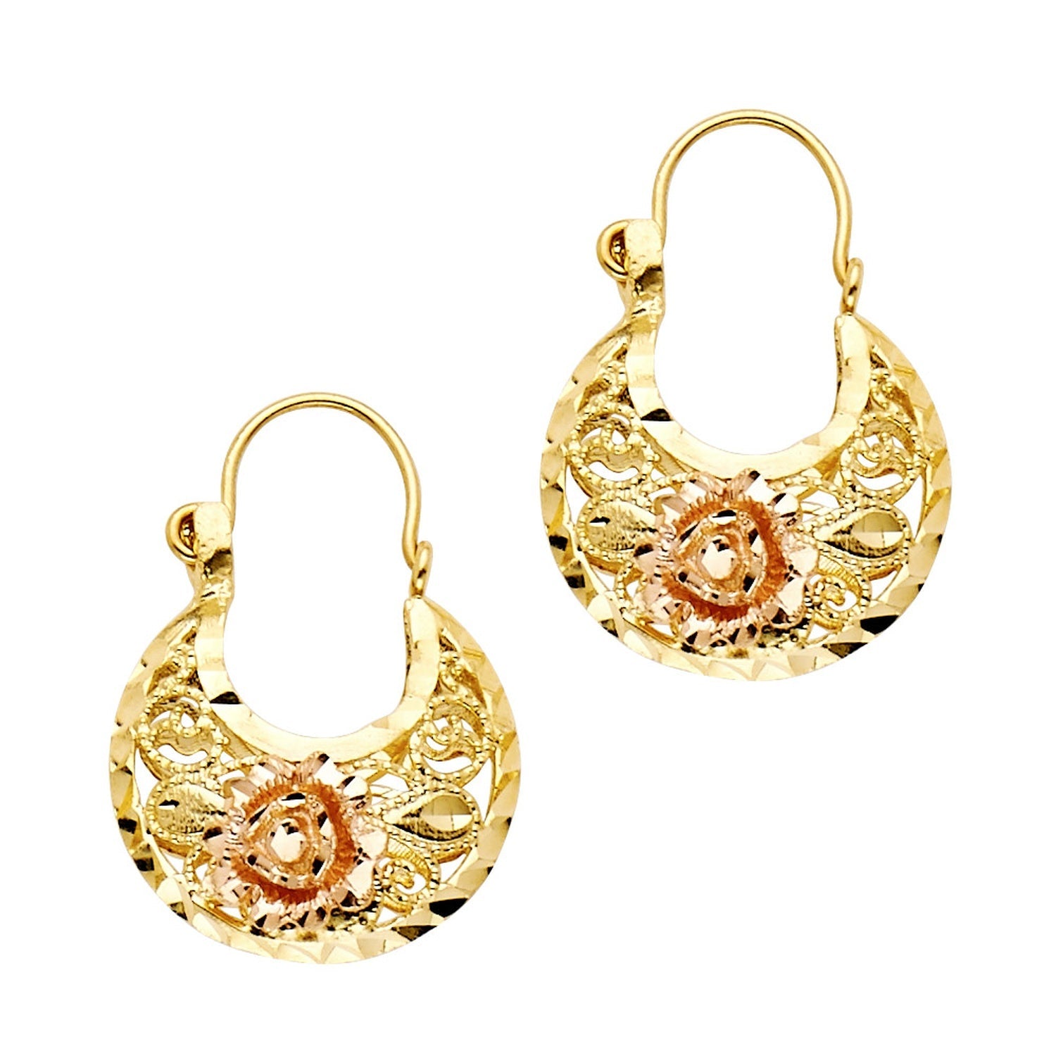 14K 2C FLOWER BASKET EARRING