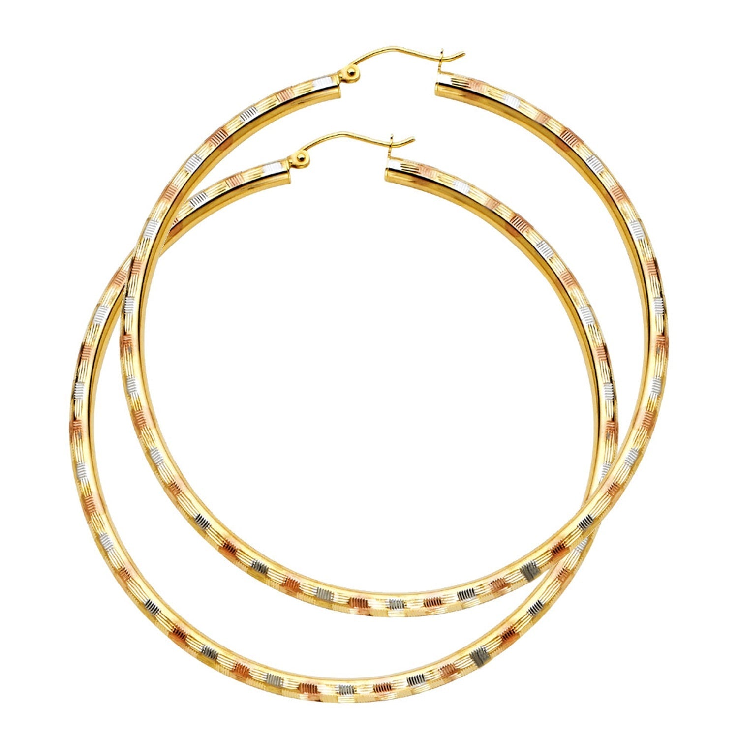 14K 3C 3MM DC HOOP EARRING