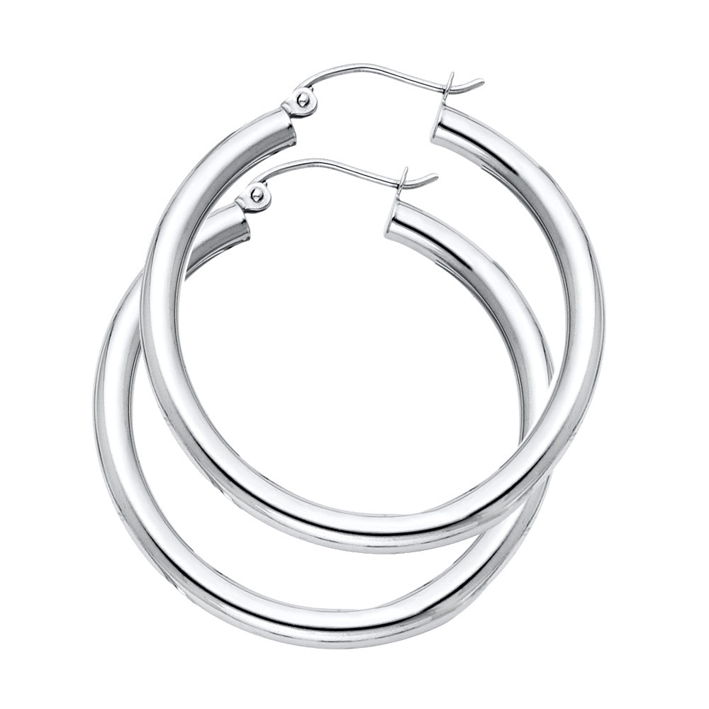 14KW 3MM PLAIN HOOP EARRING