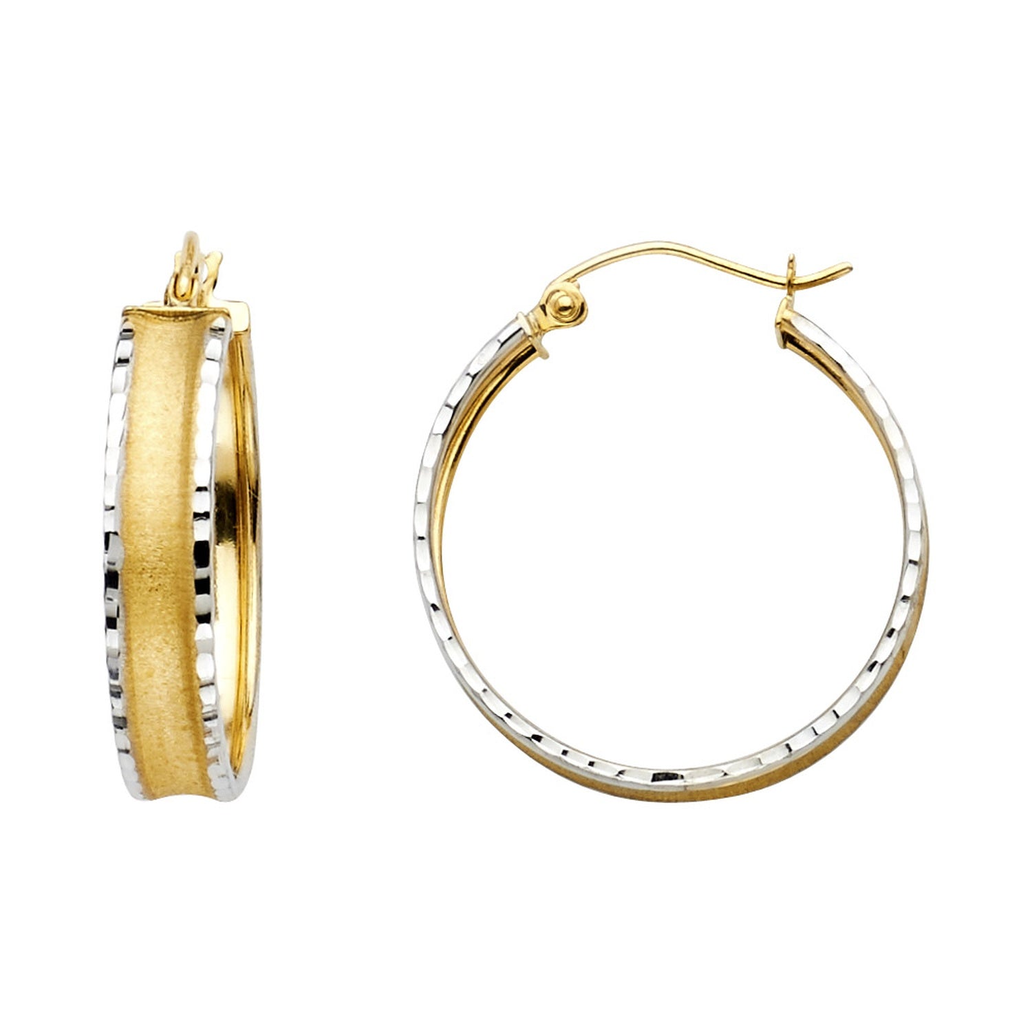 14K 2T FANCY HOOP EARRING