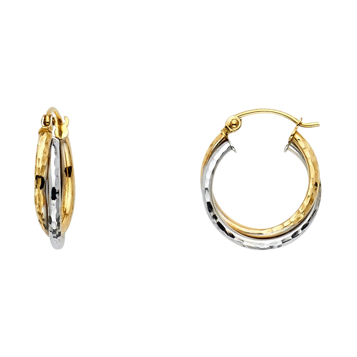 14K 2T 3LINE BRAIDED HOOP EARRING