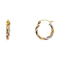 14K 3C 3LINE BRAIDED HOOP EARRING