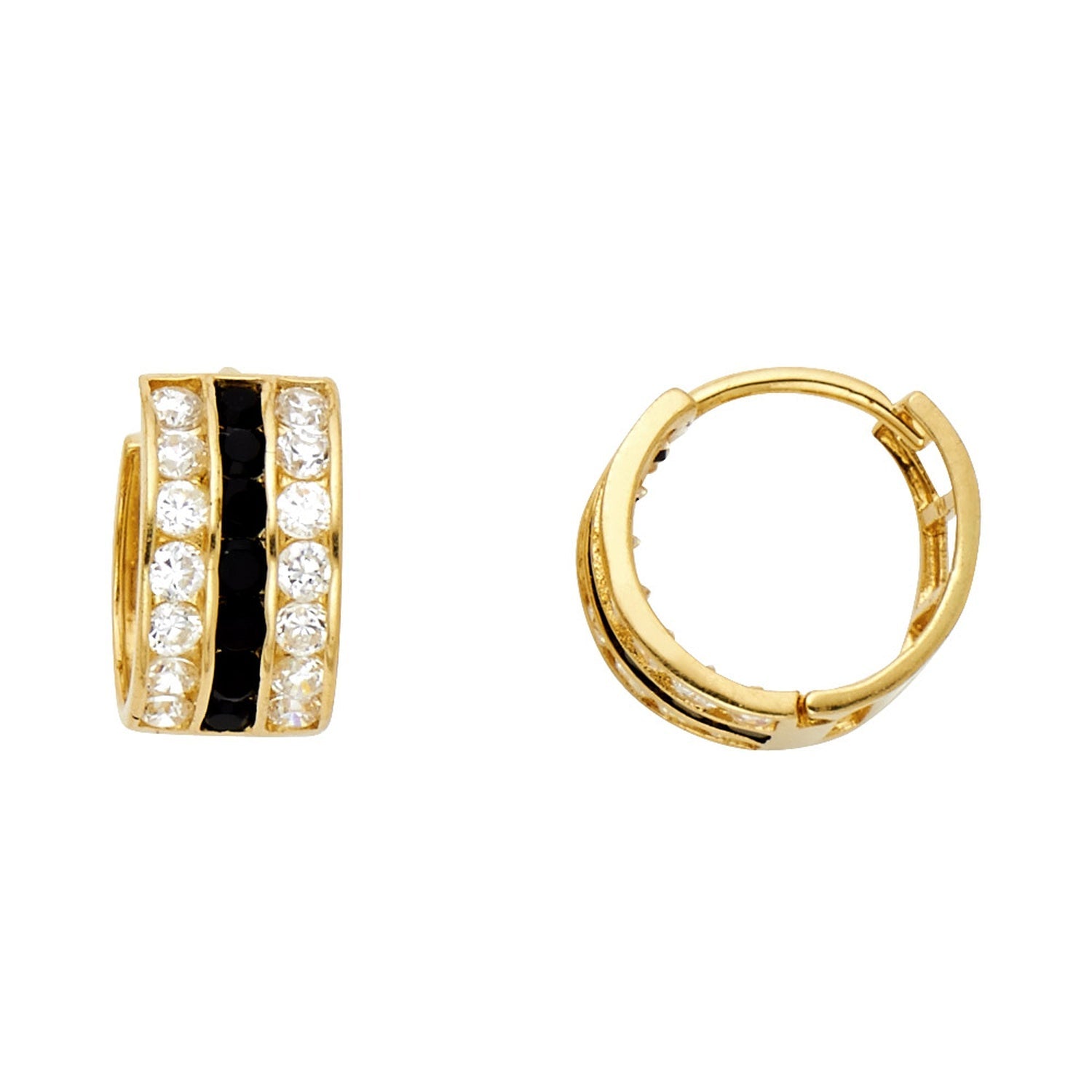 14KY B & W CZ HUGGIES EARRING