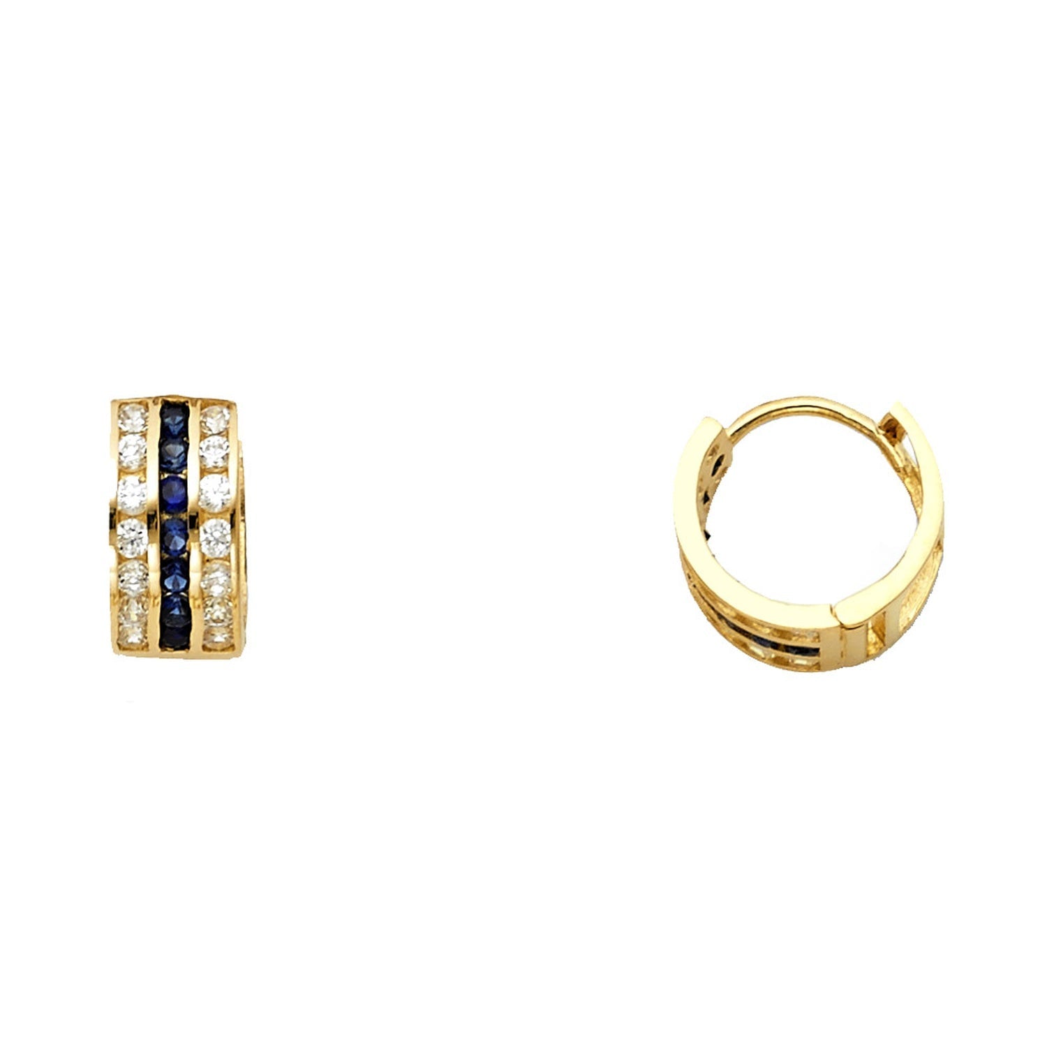 14KY BLUE & W CZ HUGGIES EAR