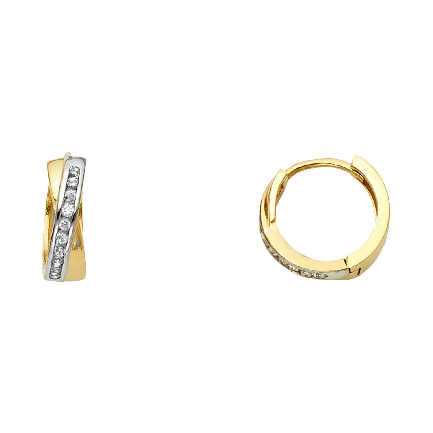 14K 2T CZ HUGGIES EARRING