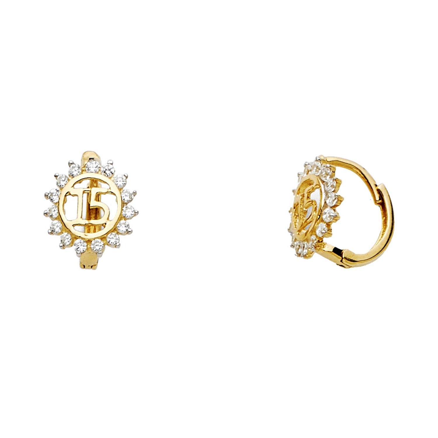 14K 2T CZ 15YEARS HUGGIES EAR