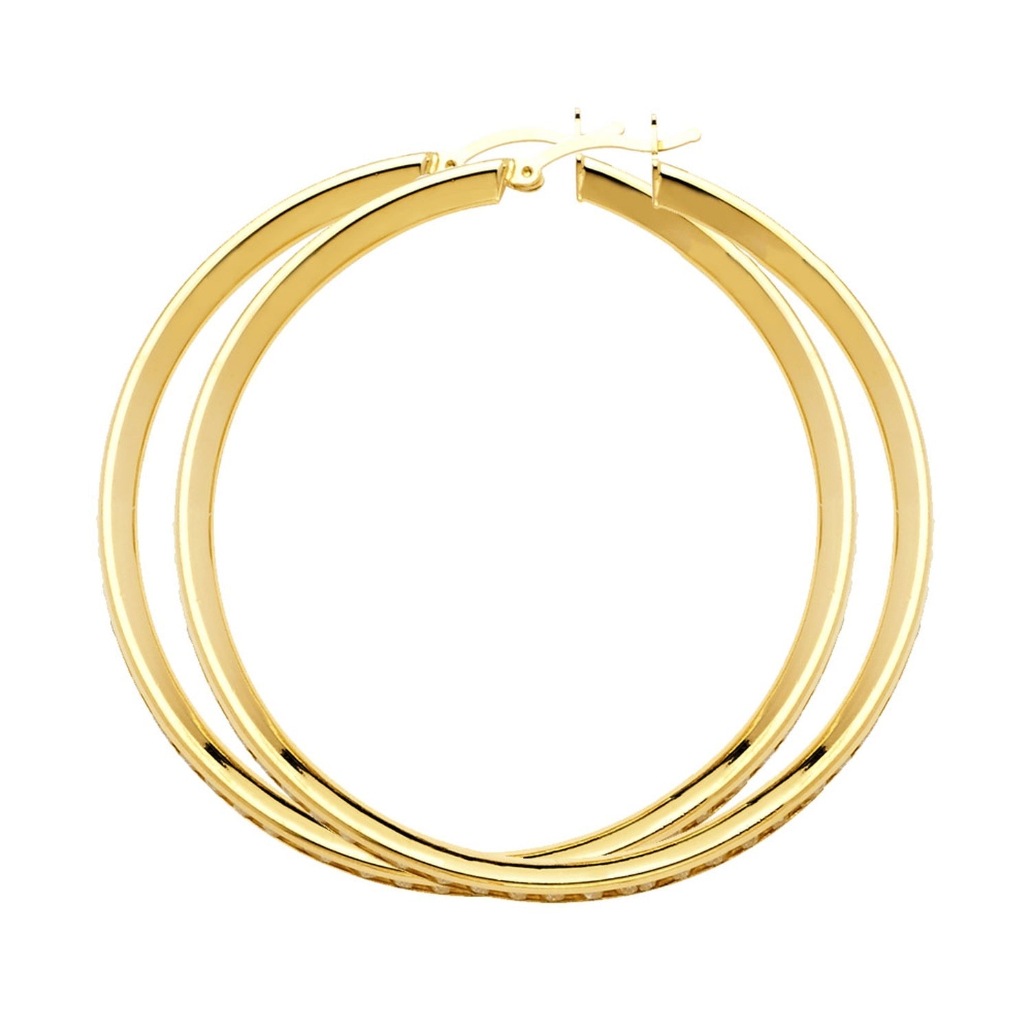 14KY RD CZ CHANNEL HOOP EAR