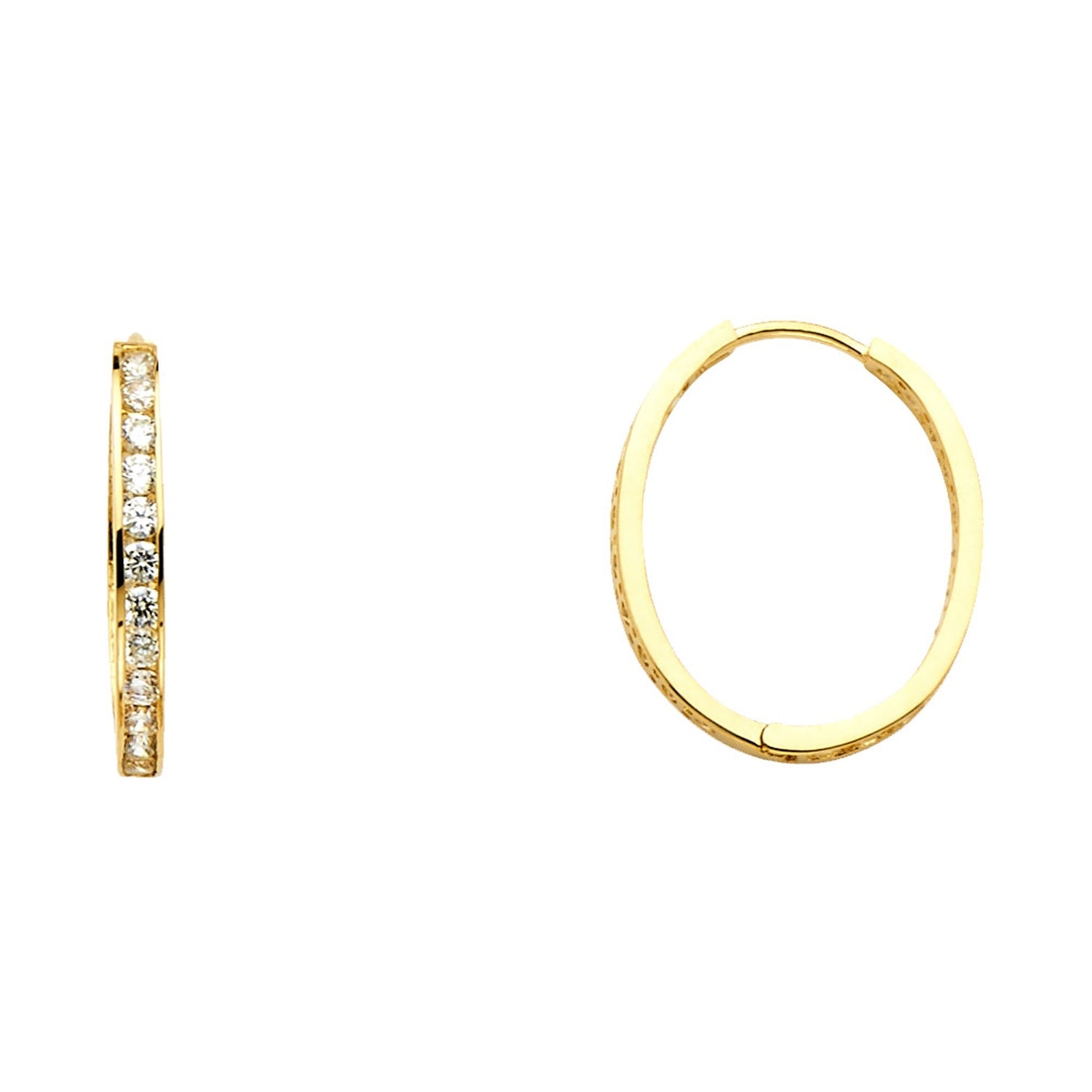 14KY RD CZ CHANNEL OVAL HOOPS