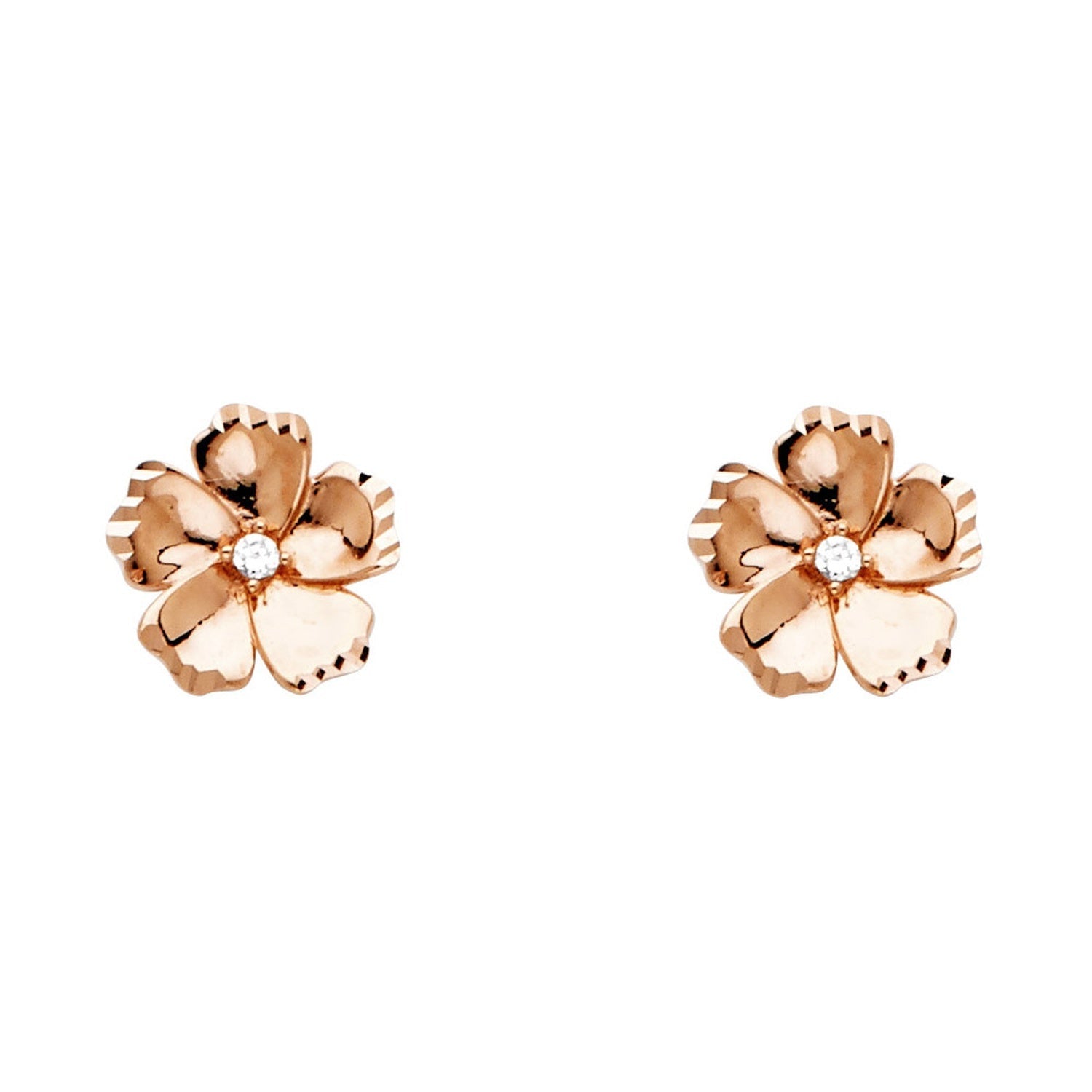 14K PINK GOLD CZ FLOWER P-EAR