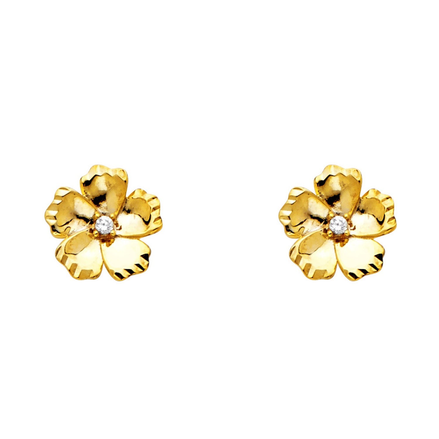 14KY CZ FLOWER POST EAR