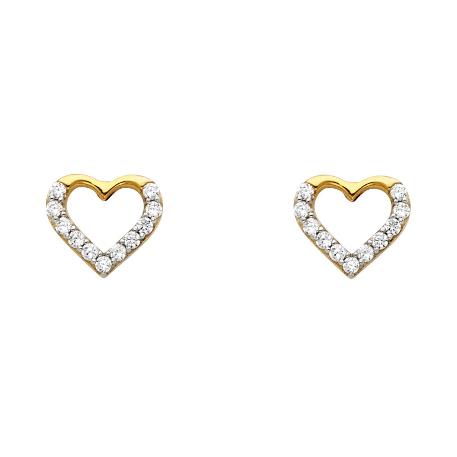 14KY CZ HEART POST EARRING