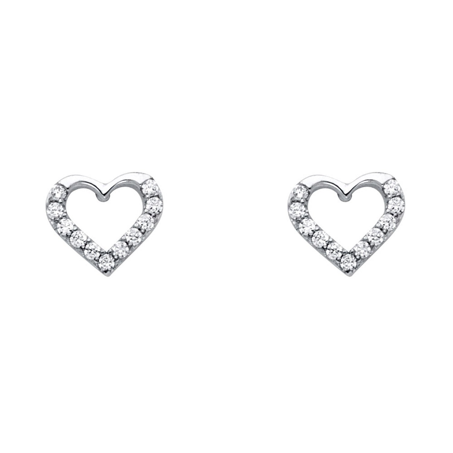 14KW CZ HEART POST EARRING