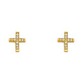 14KY CZ CROSS POST EARRING