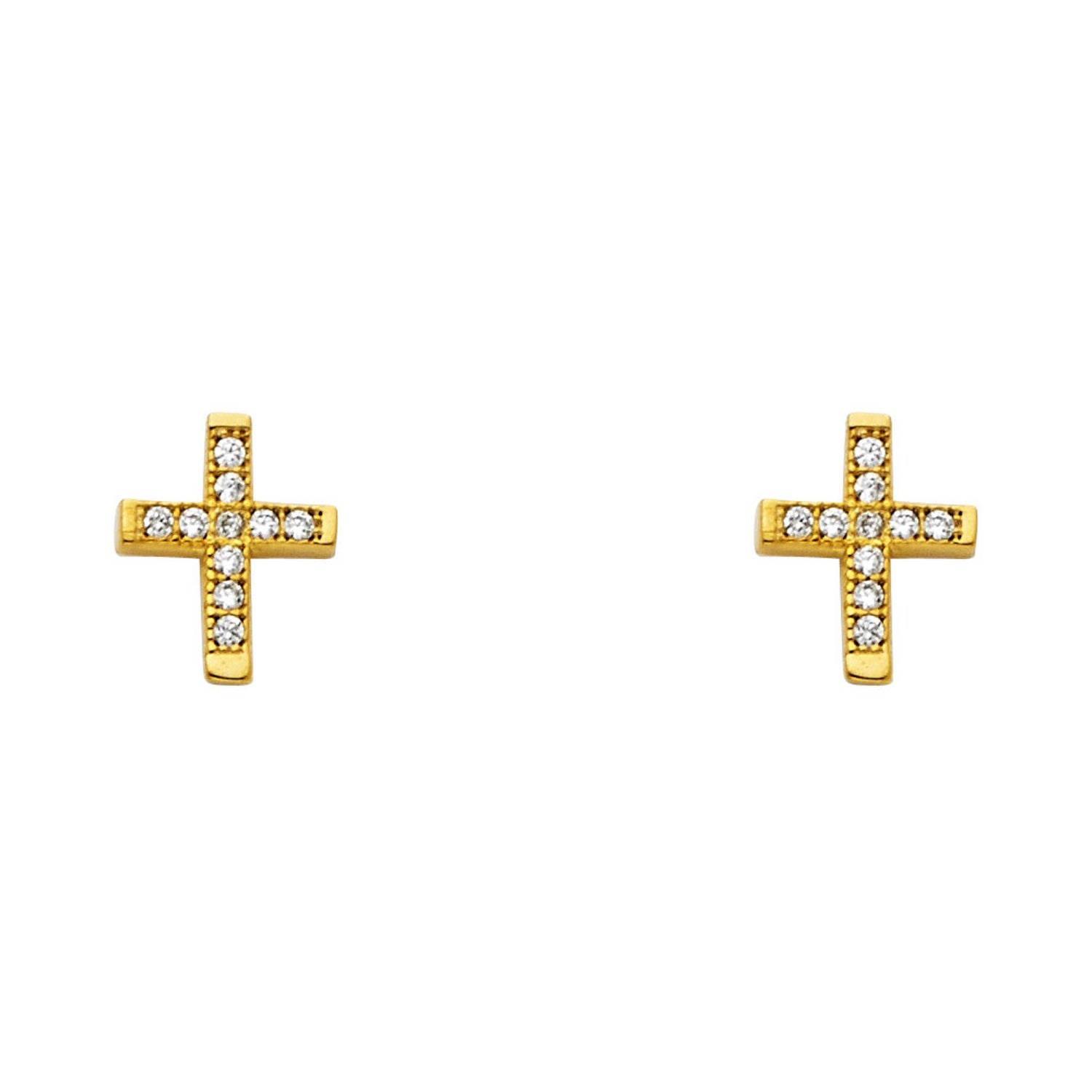 14KY CZ CROSS POST EARRING