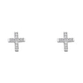 14KW CZ CROSS POST EARRING