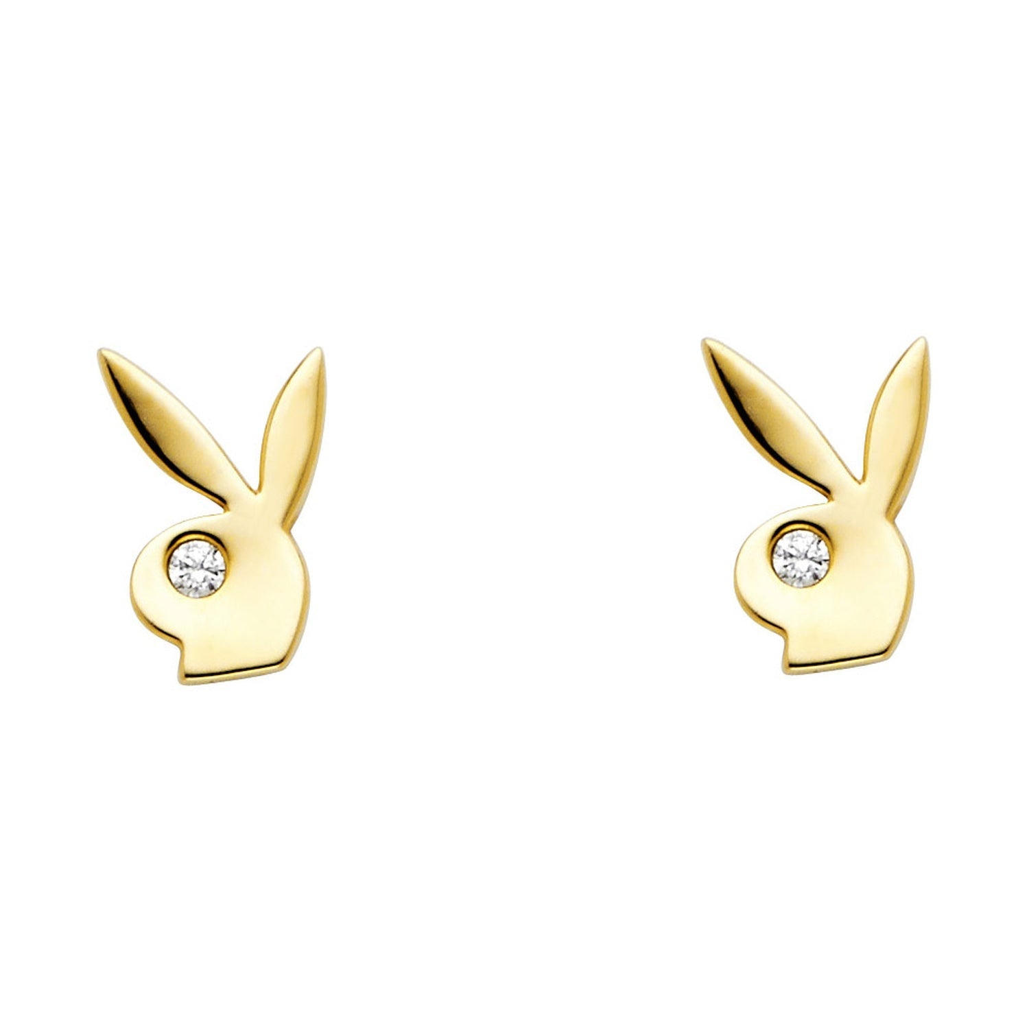 14KY CZ RABBIT POST EARRING