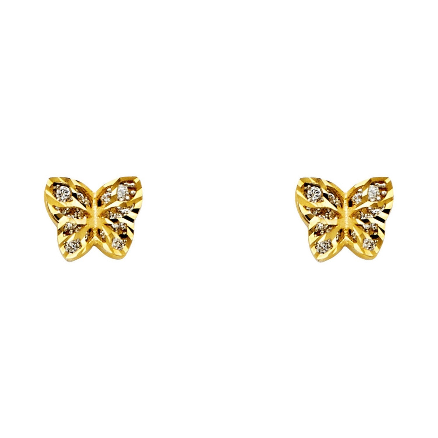 14KY CZ BUTTER FLY POST EAR