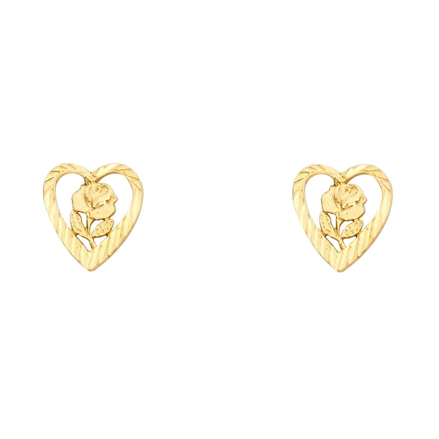 14KY SM HEART FLOWER POST EAR