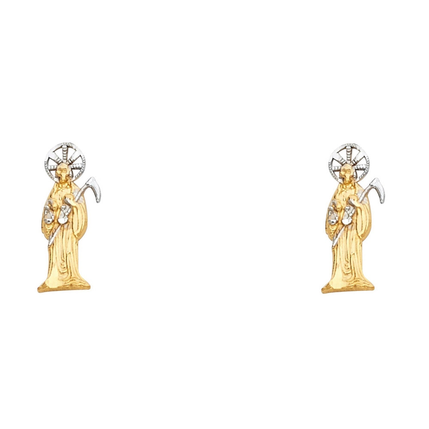 14K 2T SM SANTA MUERTE POST EAR