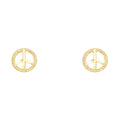 14KY SM PEACE SYMBOL POST EAR