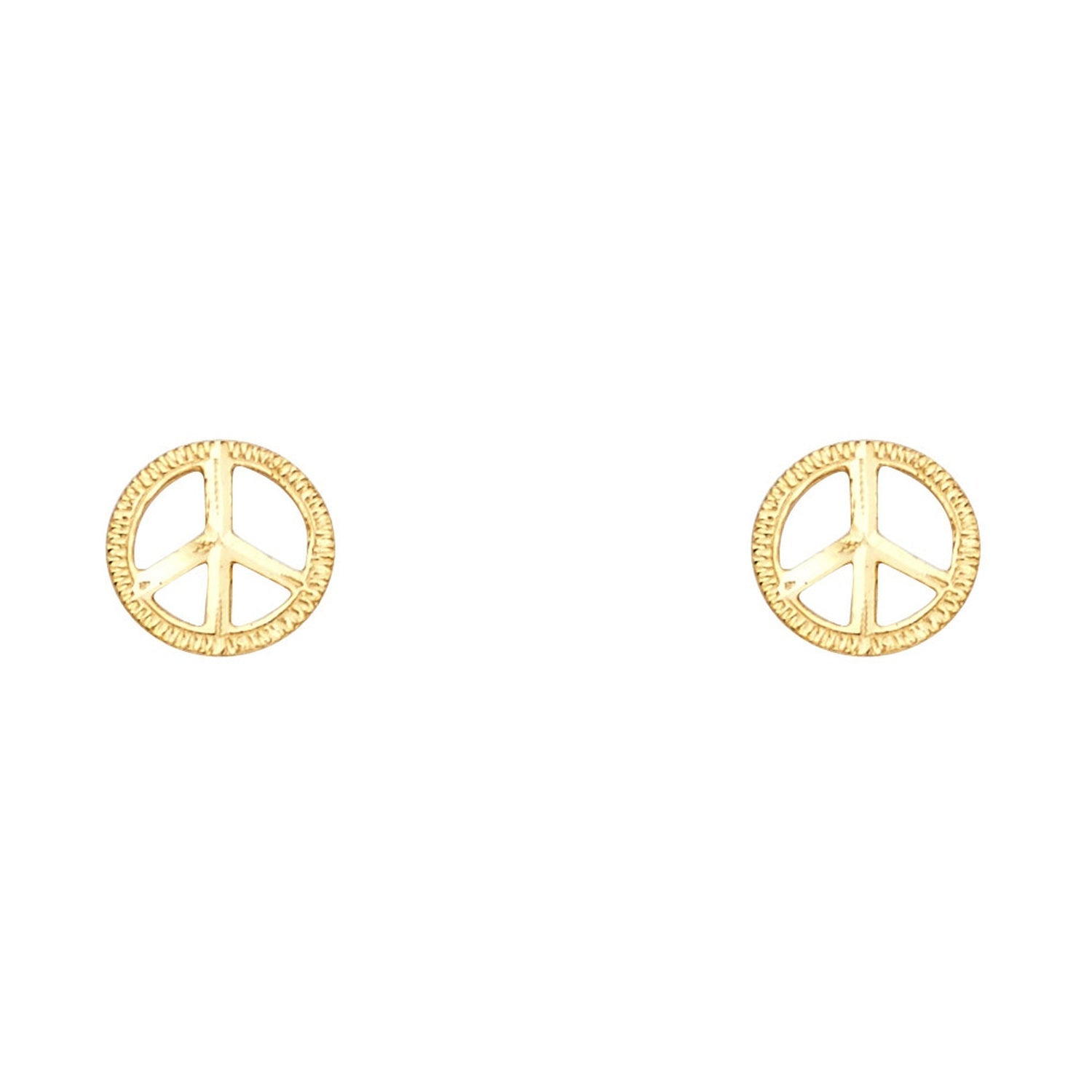 14KY SM PEACE SYMBOL POST EAR