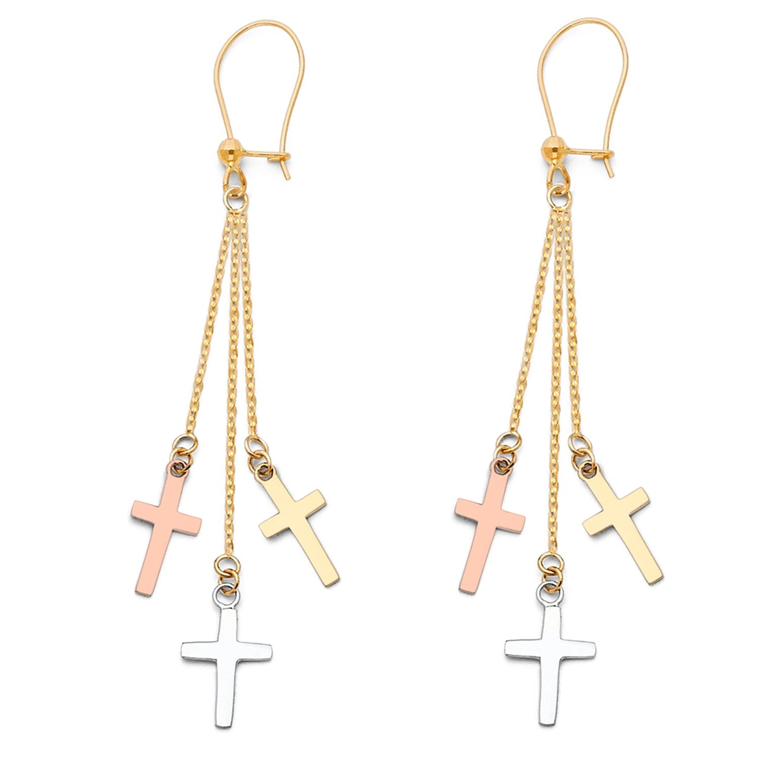 14K 3C 3CROSSES HANGING EAR