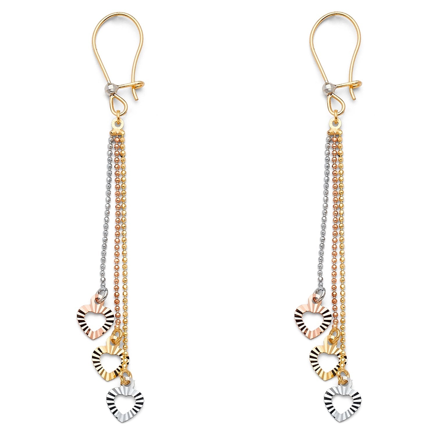 14K 3C 3HEARTS HANGING EARRING