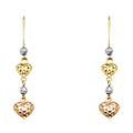 14K 3C HEART HANGING EARRING
