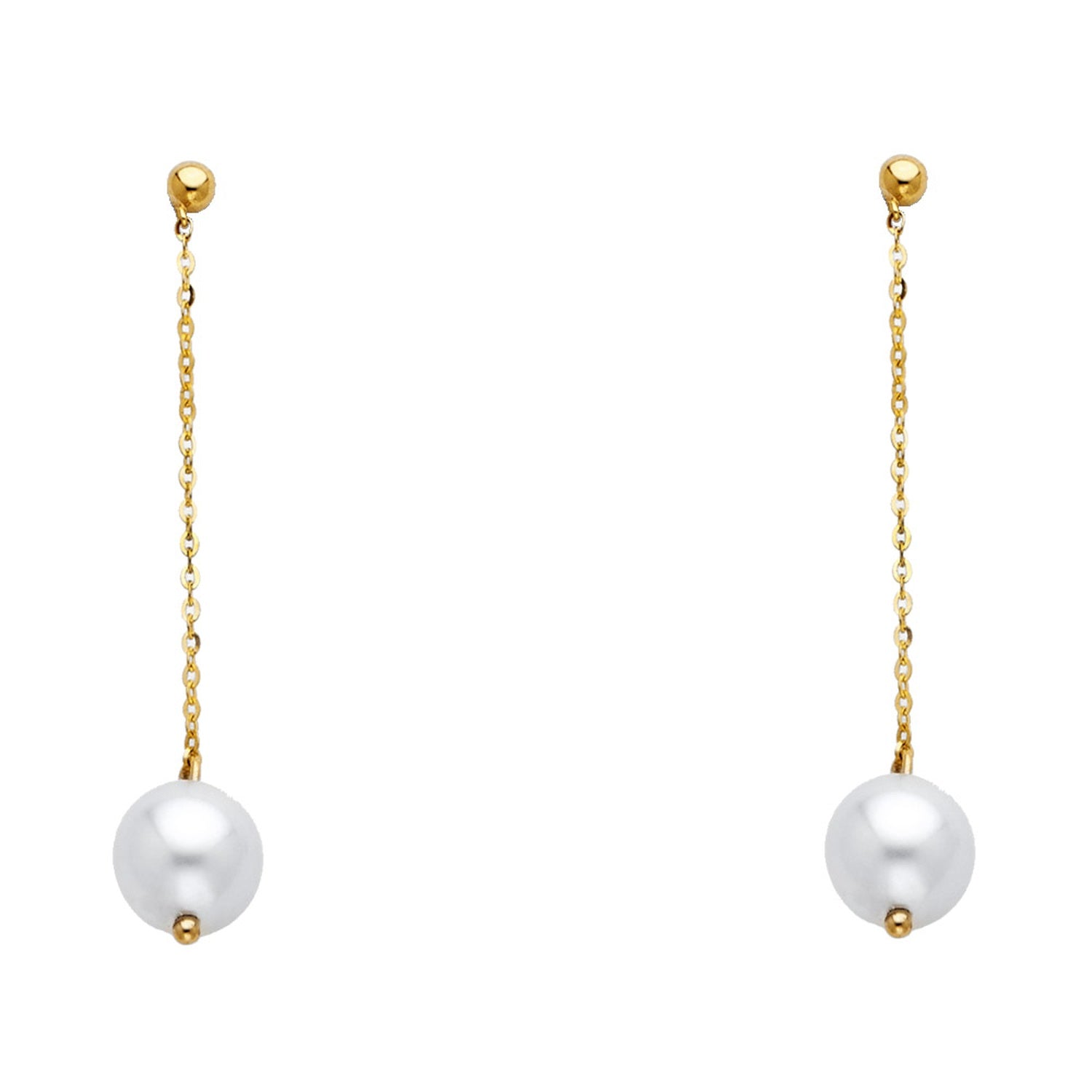 14KY PEARL HANGING EARRING