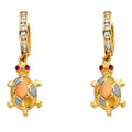 14K 3C CZ DANGLE HUGGIES