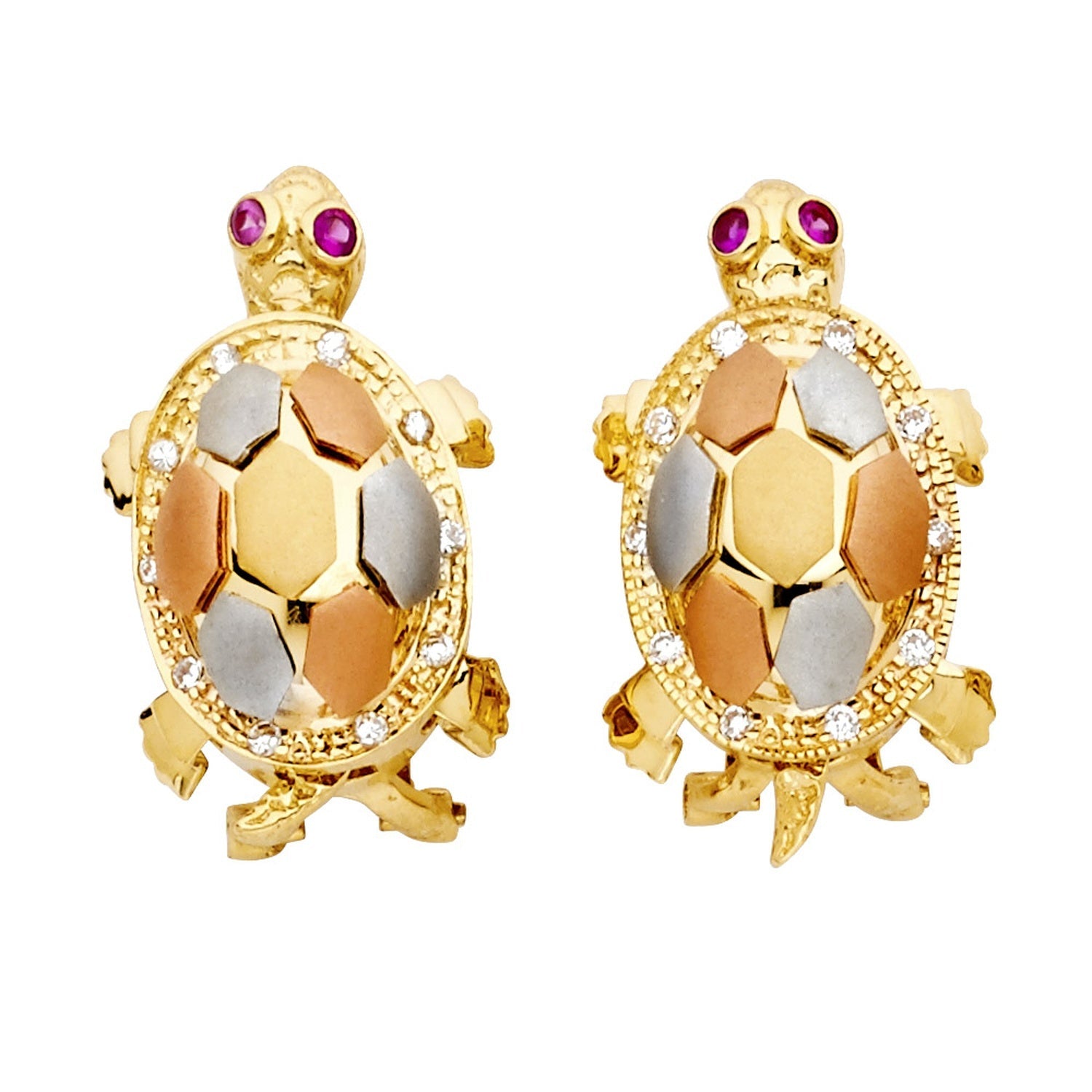 14K 3C TURTLE EAR W CLIP LOCK