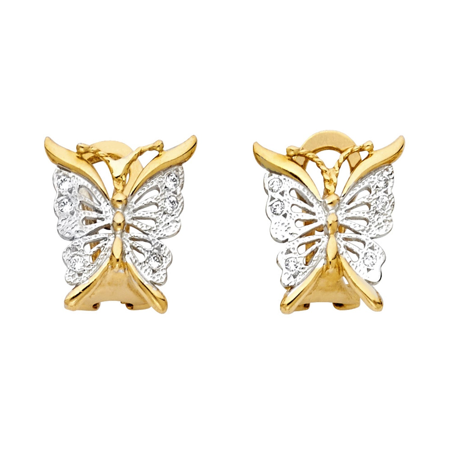 14K 2T B-FLY EAR W CLIP LOCK