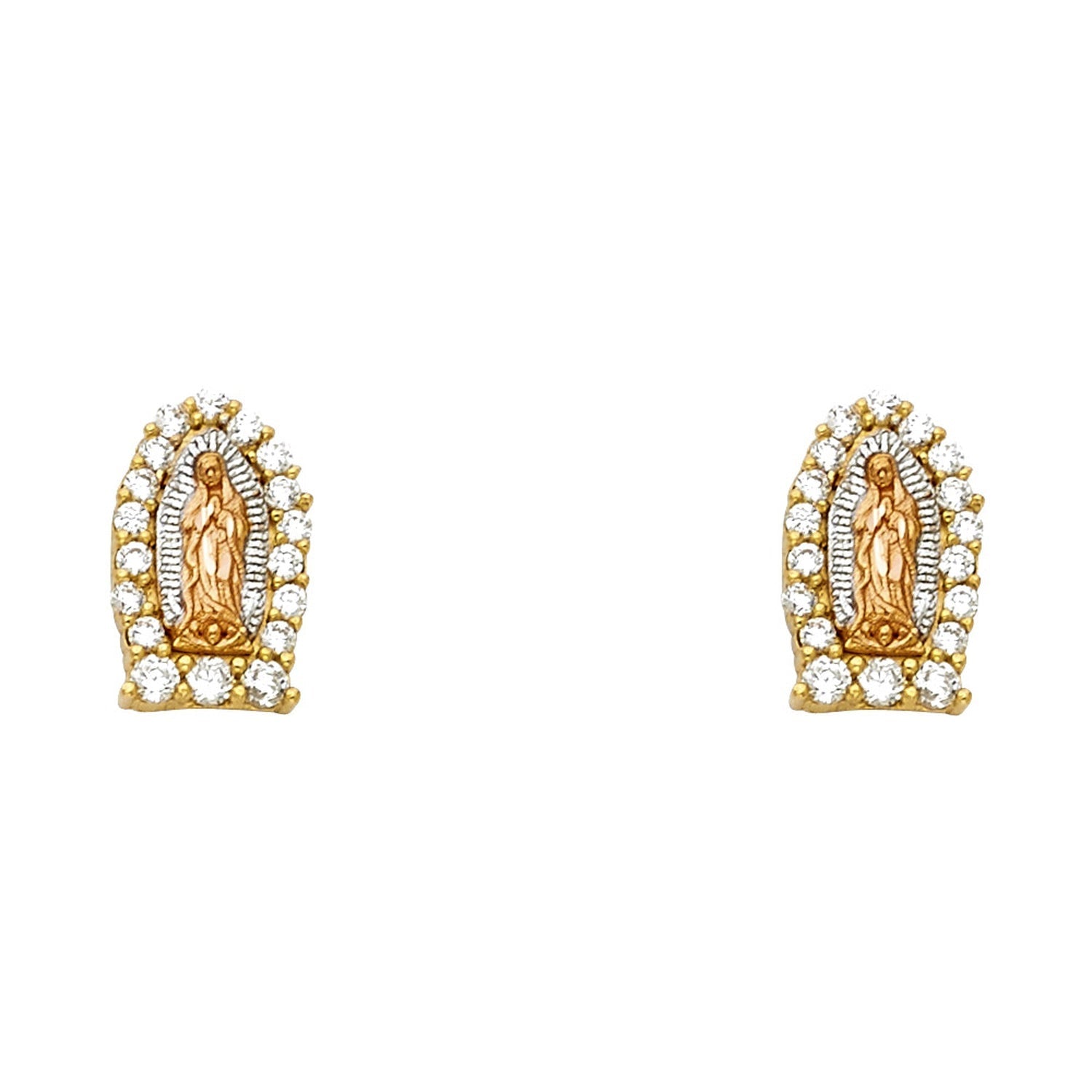 14K 3C G-LUPE CZ POST EARRING