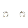 14K 2T HORSE SHOE CZ POST EAR