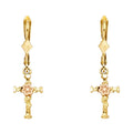 14K 2C DANGLE CROSS EARRING