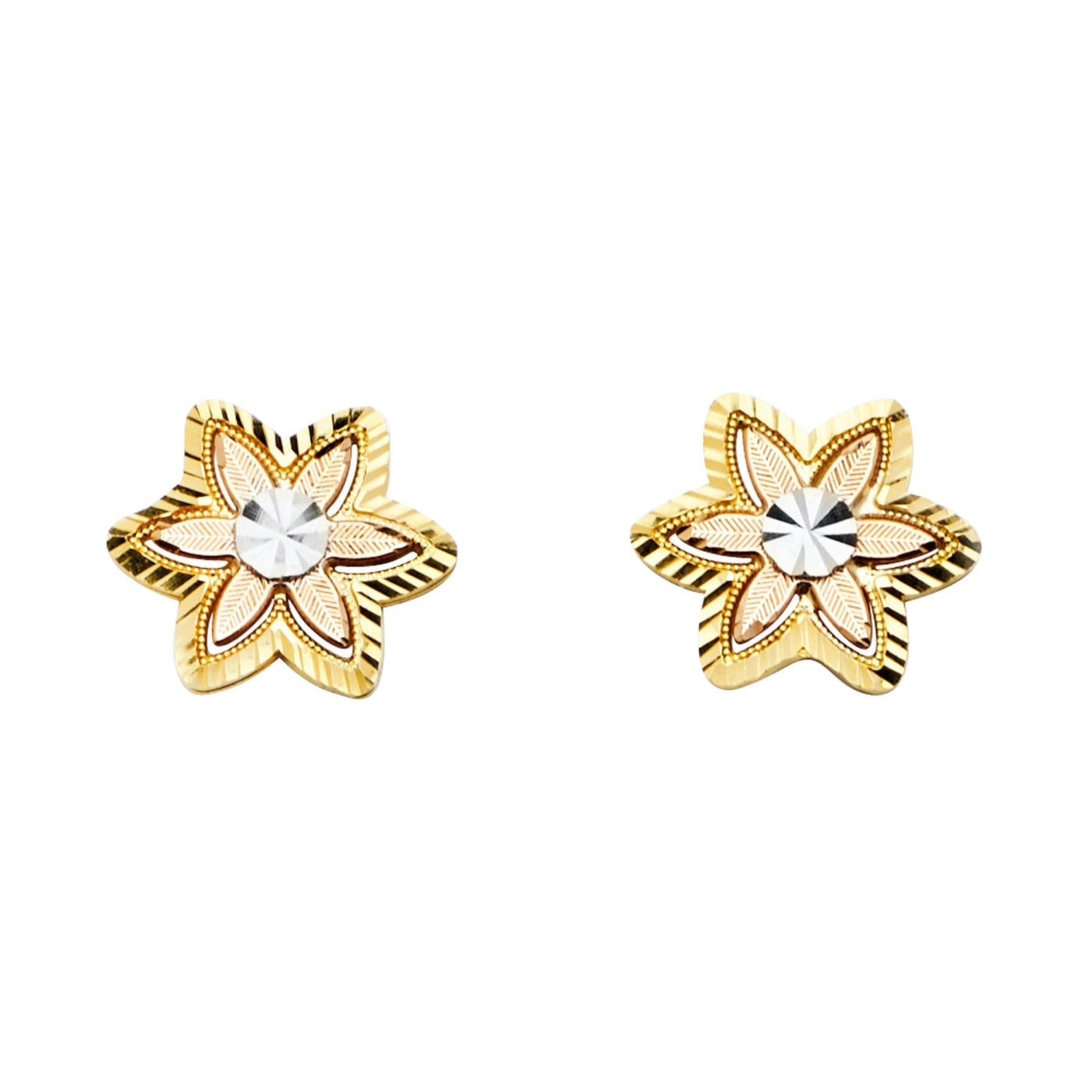 14K 3C FLOWER POST EARRING