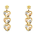 14K 3C DANGLE HEART POST EAR