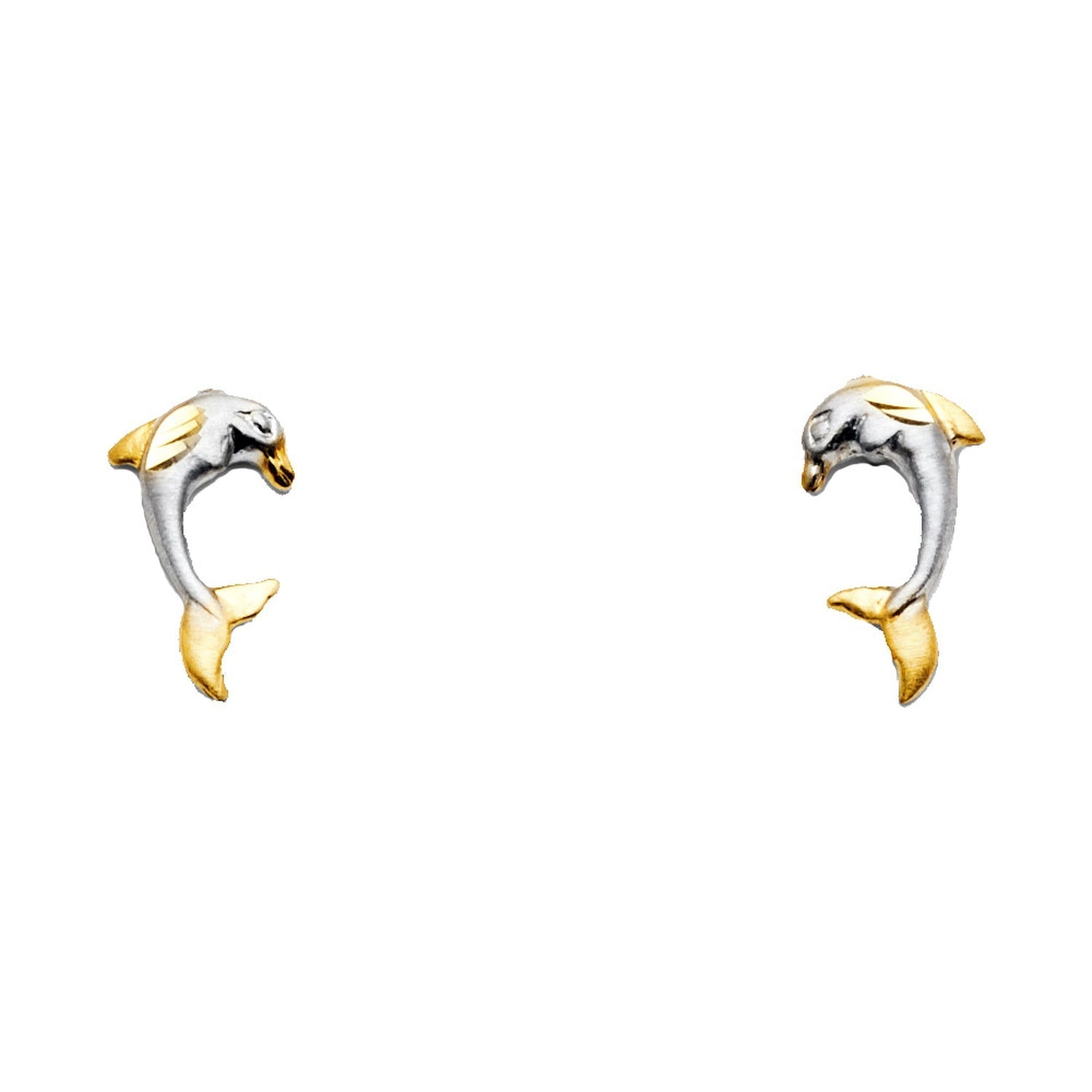 14K 2T DOLPHIN POST EARRING
