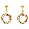 14K 3C HANGNING 3 RINGS EARRING