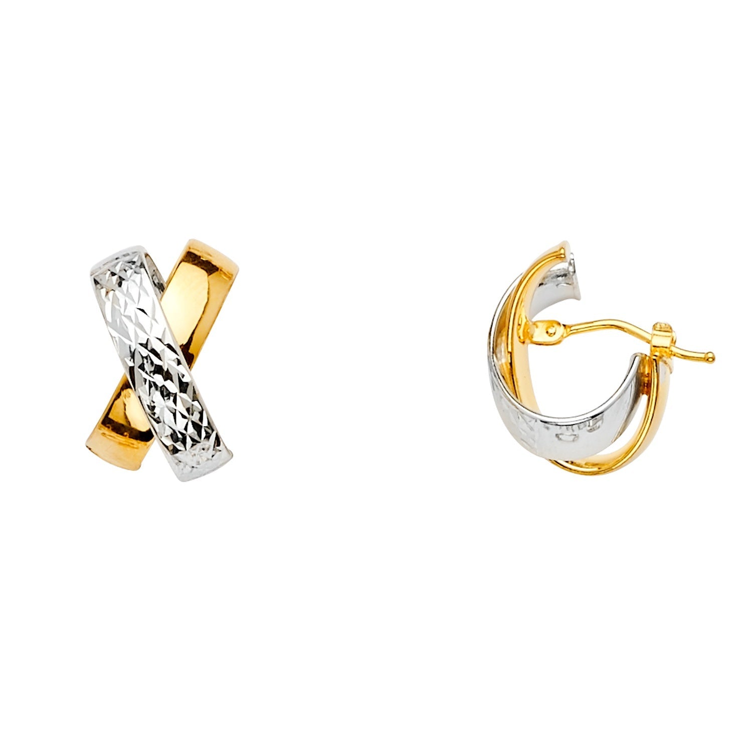 14K 2T DC TUBE X-SH OV H-HP EAR (13X18MM)