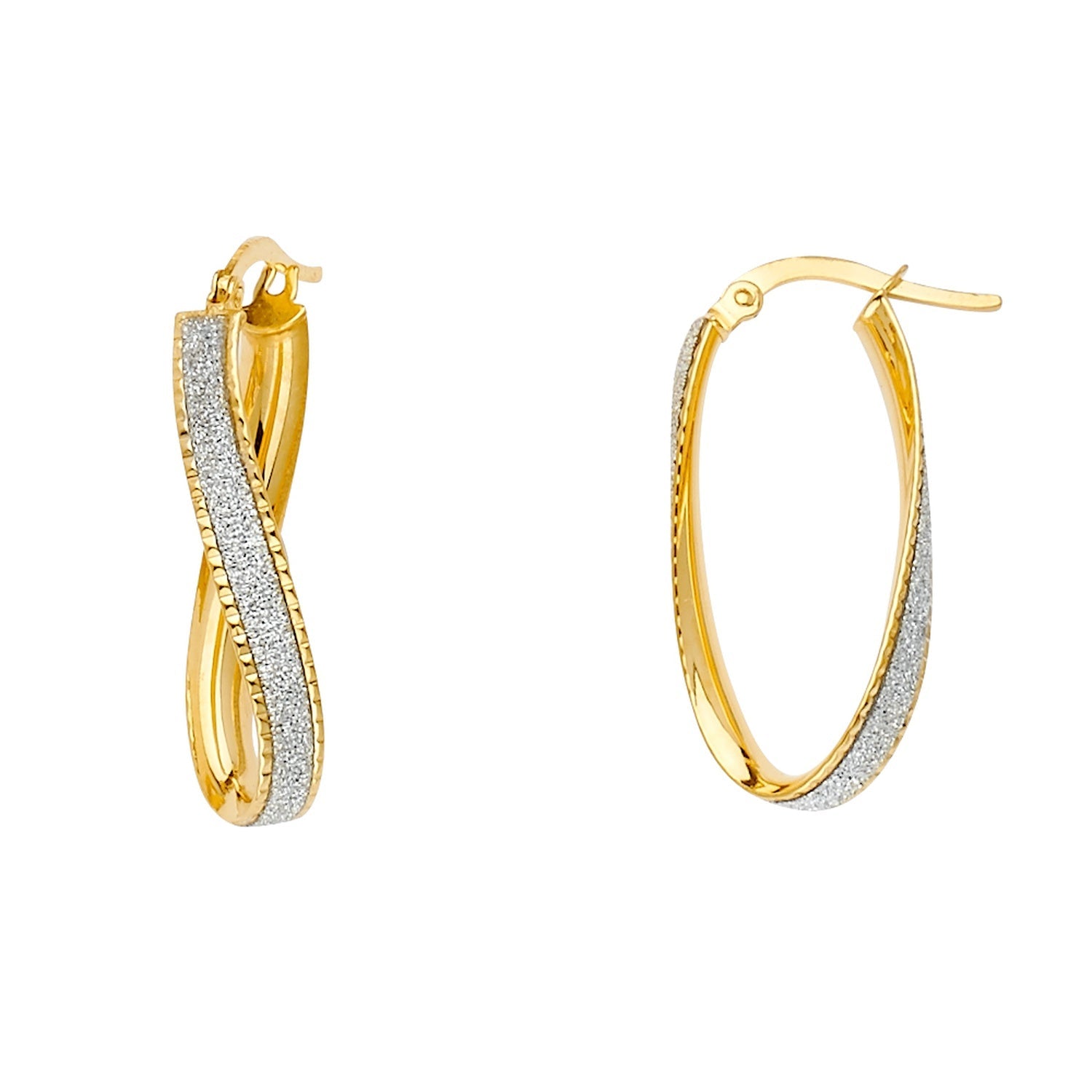 14KY GLITTER U-SHAPE EARRING