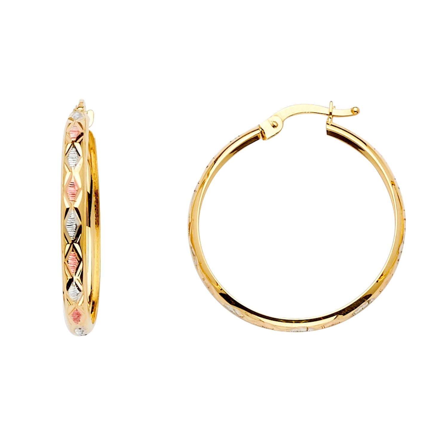14K 3C D.C. H-Dome Hoop Earring
