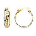 14K 2Tone Greek Design Hoop Earring