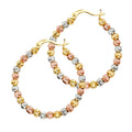 14K 3C Moon-Cut Bead Hoop Earring