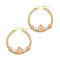 14K 3C Guadalupe CZ Channel Hoop Earring