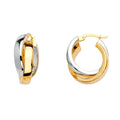 14K 2T 2Line Crossed Hoop Earring