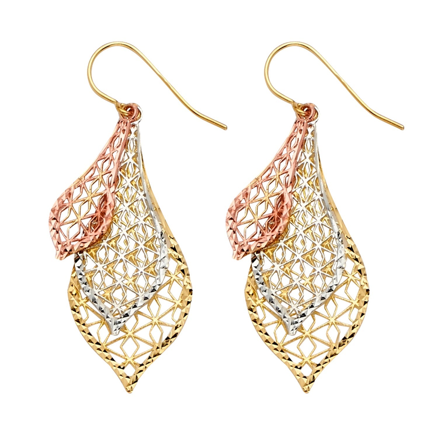 14K 3C Fancy Dangling Earring